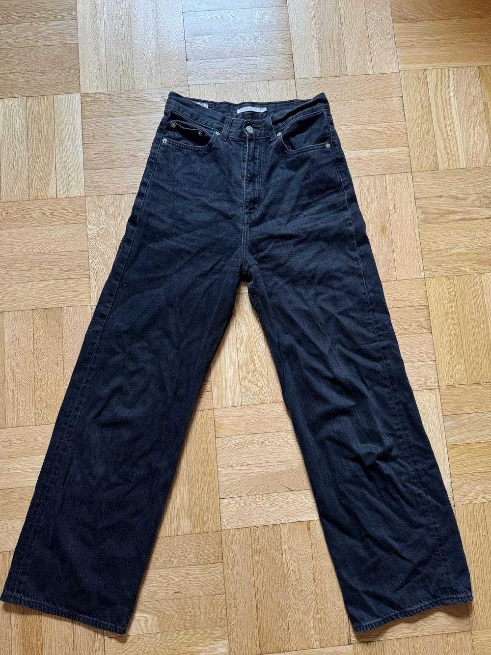 Vintage Levi’s Ribcage High-Waist Wide Leg Black Jeans
